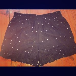 Dizzy Lizzy Polka Dot Ruffle Trim Shorts